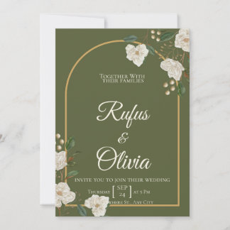 Elegante Grüne Hochzeitseinladung | Olivgrün  Mitteilungskarte
