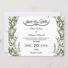 Elegante Grüne Hochzeitseinladung zum Speichern de Einladung