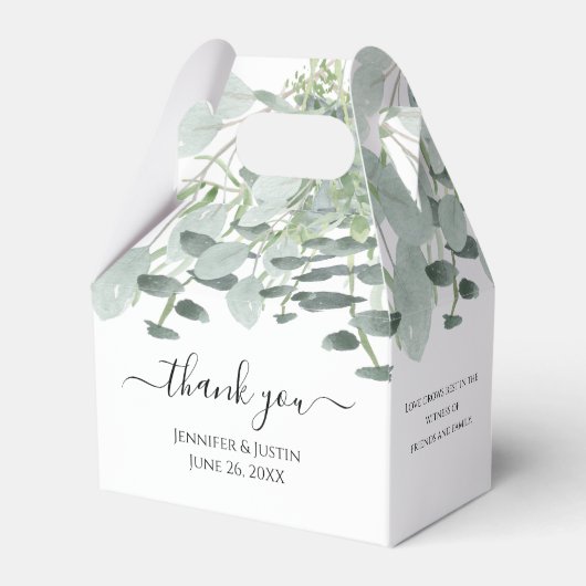 Elegante Grüne Hochzeitsempfehlung Geschenkschachtel (Rückseite)