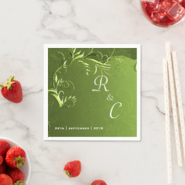 Elegante Grüne Hochzeitsempfehlung Serviette