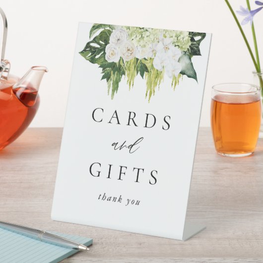 Elegante Grüne Hochzeitskarten und Geschenke Sockelschild (In Situ)