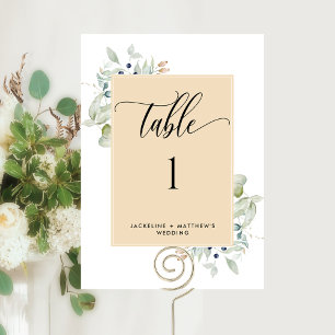 Elegante Grüne Hochzeitstisch-Nummer, Beige Braun