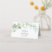Elegante Grüne Hochzeitstisch-Platzkarte Platzkarte (Rückseite)