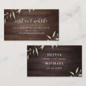 Elegante grüne Holz rustikale Website einfügen Kar Platzkarte (Vorne/Hinten)