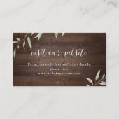 Elegante grüne Holz rustikale Website einfügen Kar Platzkarte (Vorderseite)