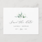 Elegante Grüne Horizontal Save the Date Postkarte (Vorderseite)