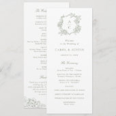Elegante grüne Hortensien-Hochzeitsprogramm Floral Programm (Vorne/Hinten)
