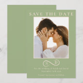 Elegante grüne Infinity-Monogramm-Hochzeitseinladu Save The Date (Vorne/Hinten)