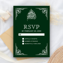 Elegante grüne islamische Hochzeit RSVP