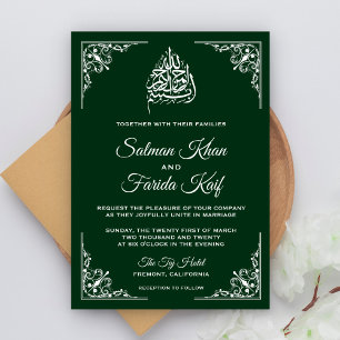 Elegante grüne islamische muslimische Hochzeitsein Einladung