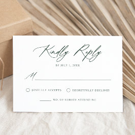 Elegante Grüne Kalligrafie-Hochzeit RSVP Karte