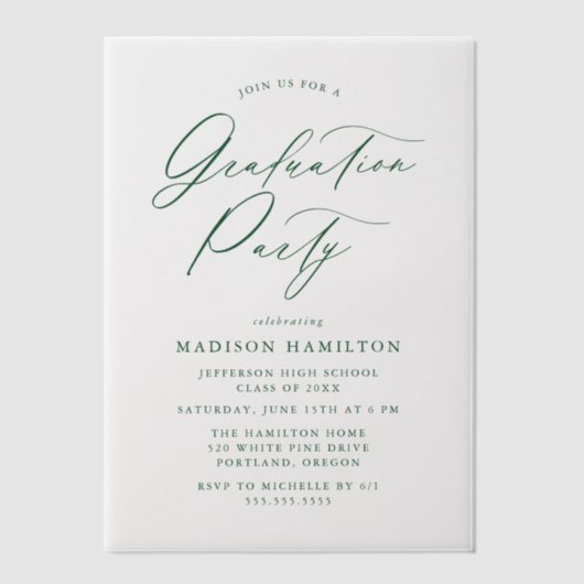 Elegante Grüne Kalligrafie-Skriptabstufungspartei Pergament Einladungen (Vorderseite)