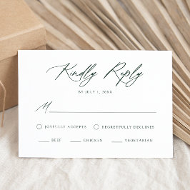 Elegante grüne Kalligraphie - Meal Choice Hochzeit RSVP Karte
