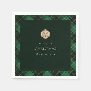 Elegante grüne karierte Weihnachtsfeier  Serviette