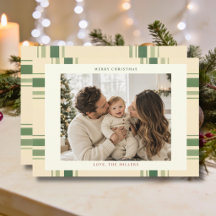 Elegante grüne Karo-Familienfoto-Weihnachten