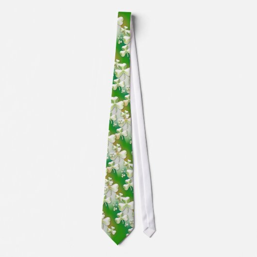 Elegante grüne Kleeblatt-Krawatte Krawatte (Vorderseite)