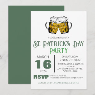 Elegante Grüne Kleeblatt St. Patricks Day Party Einladung