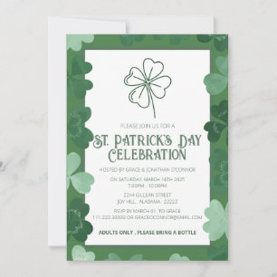 Elegante grüne Kleeblatt-St.-Patricks-Party Einladung