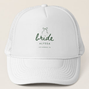 Elegante grüne Koketten-Schrift Brautname Hochzeit Truckerkappe