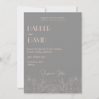 Elegante grüne Kontur Hochzeit Einladung