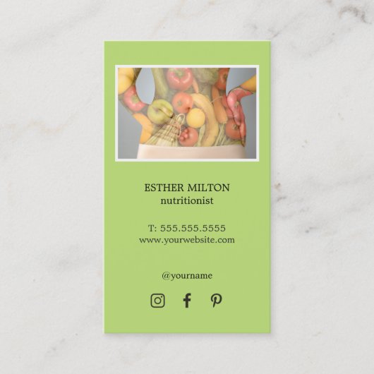 Elegante grüne Körperernährung Visitenkarte (Vorderseite)