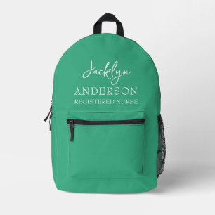 Elegante, grüne Krankenschwester Bedruckter Rucksack