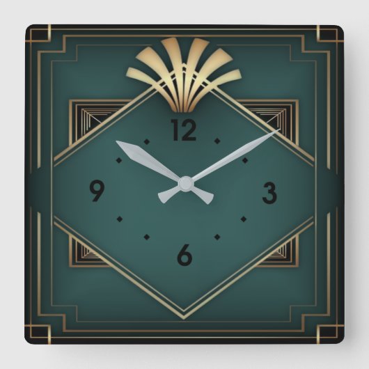 Elegante Grüne Kunst, Dichtung und Musik Quadratische Wanduhr (Vorderseite)