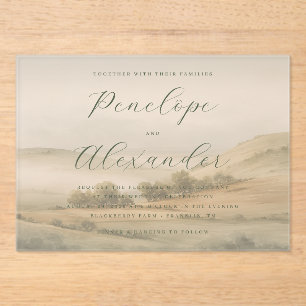 Elegante grüne Landschaft Hochzeitseinladung Acryleinladungen