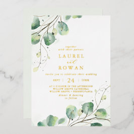 Elegante Grüne Lässige Goldmedaille Folieneinladung