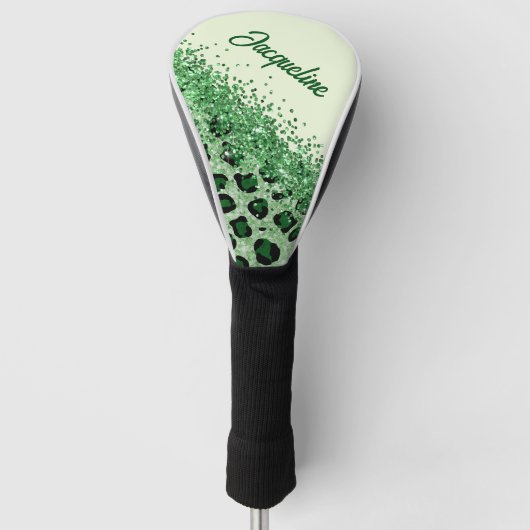 Elegante grüne Leoparddrucke Golf Headcover (Vorderseite)