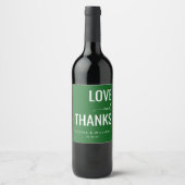 Elegante grüne Liebe Danke Weinetikett (Vorderseite)