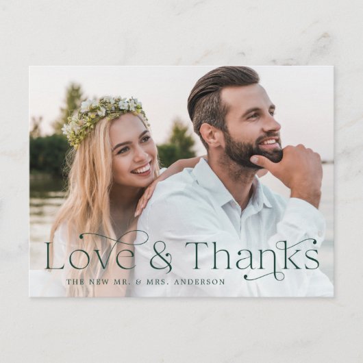 Elegante grüne Liebe und vielen Dank für Ihre Hoch Postkarte (Vorderseite)