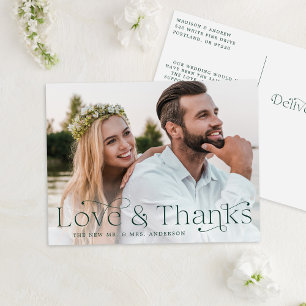 Elegante grüne Liebe und vielen Dank für Ihre Hoch Postkarte