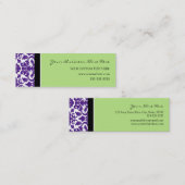 Elegante grüne lila Damast-Geschäfts-Karten Mini Visitenkarte (Vorne/Hinten)