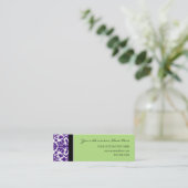 Elegante grüne lila Damast-Geschäfts-Karten Mini Visitenkarte (Stehend Vorderseite)