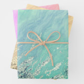 Elegante grüne Lila Gold-Glitzer-Marmortextur Geschenkpapier Set (Beispiel)