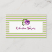 Elegante, grüne Lilac Horizontale Streifen Visitenkarte (Vorderseite)