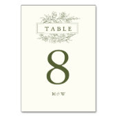 Elegante Grüne Linie Art Floral Monogram Wedding Tischnummer (Rückseite)