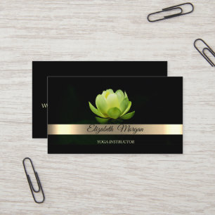 Elegante grüne Lotusblume mit goldenen Streifen Yo Visitenkarte
