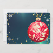 Elegante grüne magische Weihnachten, Rote Ornament Einladung (Rückseite)