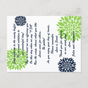 Elegante grüne marineblaue Blumen-Candy-Buffet-Kar Postkarte