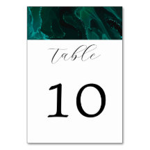 Elegante grüne Marmorhochzeit-Tischnummer