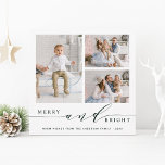 Elegante Grüne Merry & Bright 3 Foto Square Feiertagskarte<br><div class="desc">Einfache und elegante Urlaubskarte mit weißem Schneemuster auf der Rückseite des Fotos. Für eine weiter gehende Anpassung dieses Designs,  klicken Sie bitte auf den Link Weitere anpassen,  um den Schriftart,  Größe,  Farbe,  etc. zu ändern.</div>