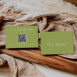 Elegante grüne minimalistische QR-Code-Hochzeit RSVP Karte