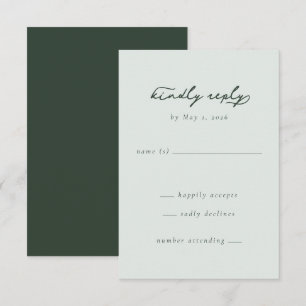 Elegante grüne minimalistische RSVP Karte