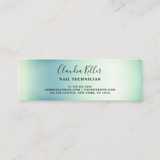 Elegante, grüne Minze-Glitzer-Tropfen Mini Visitenkarte (Rückseite)