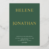 Elegante Grüne Moderne Minimalistische Hochzeit Folieneinladung (Vorderseite)