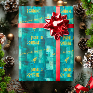 Elegante grüne monochrome Geschenkverpackung mit g Geschenkpapier