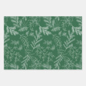 Elegante grüne monochrome rustikale Winter Botanic Geschenkpapier Set (Vorderseite 2)