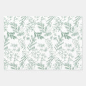 Elegante grüne monochrome rustikale Winter Botanic Geschenkpapier Set (Vorderseite)